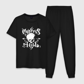 Мужская пижама хлопок с принтом Cypress Hill в Кировске, 100% хлопок | брюки и футболка прямого кроя, без карманов, на брюках мягкая резинка на поясе и по низу штанин
 | cypress hill | hip hop | music | rap | музыка | рэп | хип хоп | череп