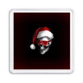 Магнит 55*55 с принтом Santa Skull в Кировске, Пластик | Размер: 65*65 мм; Размер печати: 55*55 мм | Тематика изображения на принте: 