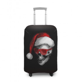 Чехол для чемодана 3D с принтом Santa Skull в Кировске, 86% полиэфир, 14% спандекс | двустороннее нанесение принта, прорези для ручек и колес | 
