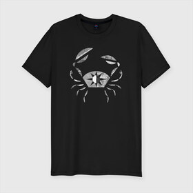 Мужская футболка премиум с принтом Рак в Кировске, 92% хлопок, 8% лайкра | приталенный силуэт, круглый вырез ворота, длина до линии бедра, короткий рукав | животные | звезды | знаки зодиака | люди | минимализм | рак | символы | стиль