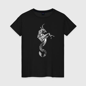 Женская футболка хлопок с принтом Козерог в Кировске, 100% хлопок | прямой крой, круглый вырез горловины, длина до линии бедер, слегка спущенное плечо | 