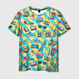 Мужская футболка 3D с принтом 80-е в Кировске, 100% полиэфир | прямой крой, круглый вырез горловины, длина до линии бедер | восьмидесятые | денди | кассета | магнитофон | очки | пейджер | приставка | ретро | ссср