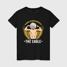 Женская футболка хлопок с принтом Khabib the eagle в Кировске, 100% хлопок | прямой крой, круглый вырез горловины, длина до линии бедер, слегка спущенное плечо | conor mcgregor | khabib nurmagomedov | ufc | ufc229 | конор макгрегор | хабиб | хабиб нурмагомедов