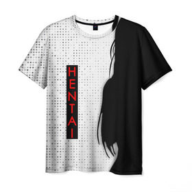 Мужская футболка 3D с принтом HENTAI в Кировске, 100% полиэфир | прямой крой, круглый вырез горловины, длина до линии бедер | ahegao | kawai | kowai | oppai | otaku | senpai | sugoi | waifu | yandere | ахегао | ковай | отаку | сенпай | яндере