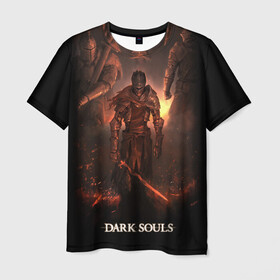 Мужская футболка 3D с принтом Dark Souls в Кировске, 100% полиэфир | прямой крой, круглый вырез горловины, длина до линии бедер | 3 | dark | darksouls | praise | soul | souls | the sun | дарк | души | мертвец | рыцарь | соул | соулс | тёмные