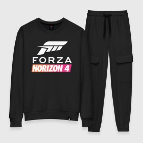 Женский костюм хлопок с принтом Forza Horizon 4 в Кировске, 100% хлопок | на свитшоте круглая горловина, мягкая резинка по низу. Брюки заужены к низу, на них два вида карманов: два 