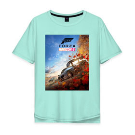 Мужская футболка хлопок Oversize с принтом Forza Horizon 4 в Кировске, 100% хлопок | свободный крой, круглый ворот, “спинка” длиннее передней части | auto | car | forza | game | horizon | mclaren | motorsport | race | авто | гонки | игра | машина