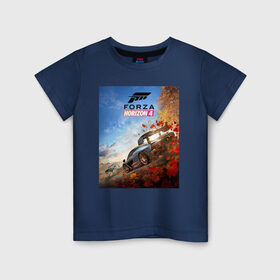 Детская футболка хлопок с принтом Forza Horizon 4 в Кировске, 100% хлопок | круглый вырез горловины, полуприлегающий силуэт, длина до линии бедер | Тематика изображения на принте: auto | car | forza | game | horizon | mclaren | motorsport | race | авто | гонки | игра | машина