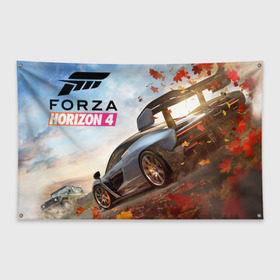 Флаг-баннер с принтом Forza Horizon 4 в Кировске, 100% полиэстер | размер 67 х 109 см, плотность ткани — 95 г/м2; по краям флага есть четыре люверса для крепления | auto | car | forza | game | horizon | mclaren | motorsport | race | авто | гонки | игра | машина