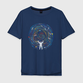 Мужская футболка хлопок Oversize с принтом КосмоDj в Кировске, 100% хлопок | свободный крой, круглый ворот, “спинка” длиннее передней части | dj | space | астронавт | диджей | диск | космонавт | космос | музыка | планеты | пластинка | солнечная система