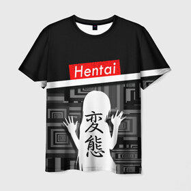 Мужская футболка 3D с принтом Hentai в Кировске, 100% полиэфир | прямой крой, круглый вырез горловины, длина до линии бедер | ahegao | kawai | kowai | oppai | otaku | senpai | sugoi | waifu | yandere | ахегао | ковай | отаку | сенпай | яндере