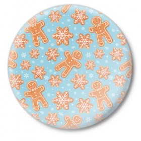 Значок с принтом Xmas cookies в Кировске,  металл | круглая форма, металлическая застежка в виде булавки | Тематика изображения на принте: 