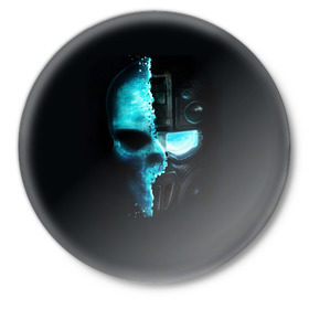 Значок с принтом Tom Clancy’s Ghost Recon в Кировске,  металл | круглая форма, металлическая застежка в виде булавки | wildlands | маска | призраки | череп | шлем | шутер