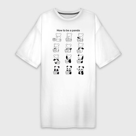 Платье-футболка хлопок с принтом Как стать пандой в Кировске,  |  | Тематика изображения на принте: panda | wwf | камуфляж | красить | краска | медведь | панда | превращение | шутка