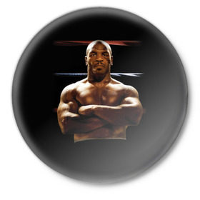 Значок с принтом Майк Тайсон в Кировске,  металл | круглая форма, металлическая застежка в виде булавки | бокс | боксер | знаменитости | спорт | стиль | тайсон | тренд