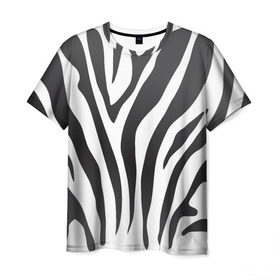 Мужская футболка 3D с принтом Зебра принт в Кировске, 100% полиэфир | прямой крой, круглый вырез горловины, длина до линии бедер | абстракция | африка | белый | зебра | парнокопытное | принт | сафари | чб | черный
