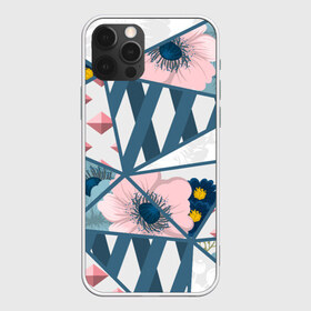 Чехол для iPhone 12 Pro Max с принтом Геометрия цветов в Кировске, Силикон |  | геометрия | полосы | роза | розовый | синий | цветы