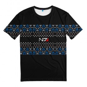 Мужская футболка 3D с принтом N7 Вязаный в Кировске, 100% полиэфир | прямой крой, круглый вырез горловины, длина до линии бедер | вязка | зима | новый год | свитер | теплый