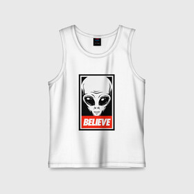 Детская майка хлопок с принтом I want To Believe UFO в Кировске,  |  | alien | believe | invader | obey | ufo | x files | вера | заговор | захватчик | инопланетянин | нло | секретные материалы | чужой