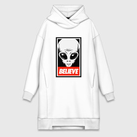 Платье-худи хлопок с принтом I want To Believe UFO в Кировске,  |  | alien | believe | invader | obey | ufo | x files | вера | заговор | захватчик | инопланетянин | нло | секретные материалы | чужой