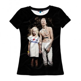 Женская футболка 3D с принтом Die Antwoord в Кировске, 100% полиэфир ( синтетическое хлопкоподобное полотно) | прямой крой, круглый вырез горловины, длина до линии бедер | die antwoord | ninja | yo landi | йо ланди фиссер | музыка | рэп рейв