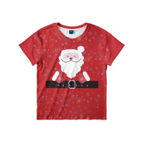 Детская футболка 3D с принтом Дедушка мороз - Новый год в Кировске, 100% гипоаллергенный полиэфир | прямой крой, круглый вырез горловины, длина до линии бедер, чуть спущенное плечо, ткань немного тянется | 