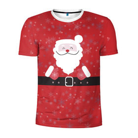 Мужская футболка 3D спортивная с принтом Дедушка мороз - Новый год в Кировске, 100% полиэстер с улучшенными характеристиками | приталенный силуэт, круглая горловина, широкие плечи, сужается к линии бедра | 
