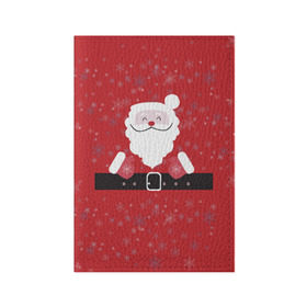 Обложка для паспорта матовая кожа с принтом Дедушка мороз - Новый год в Кировске, натуральная матовая кожа | размер 19,3 х 13,7 см; прозрачные пластиковые крепления | 