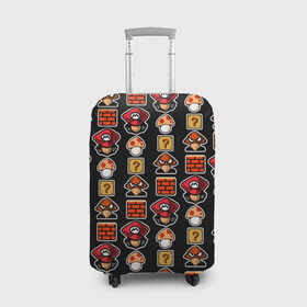 Чехол для чемодана 3D с принтом Super Mario Стикеры в Кировске, 86% полиэфир, 14% спандекс | двустороннее нанесение принта, прорези для ручек и колес | 