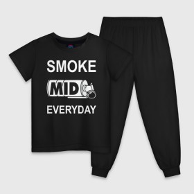 Детская пижама хлопок с принтом Smoke mid everyday в Кировске, 100% хлопок |  брюки и футболка прямого кроя, без карманов, на брюках мягкая резинка на поясе и по низу штанин
 | anarchist | balkan | blake | counter | cs:go | fbi | gign | gsg 9 | idf | pirate | sas | seal | strike | swat | анархисты | балканы | граната | день | дым | каждый | контра | контрудар | пираты