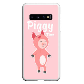 Чехол для Samsung Galaxy S10 с принтом Piggy Time в Кировске, Силикон | Область печати: задняя сторона чехла, без боковых панелей | 2019 | merry christmas | new year | год свиньи | зима | новый год | поросенок | праздник | рождество | свинка | свинья