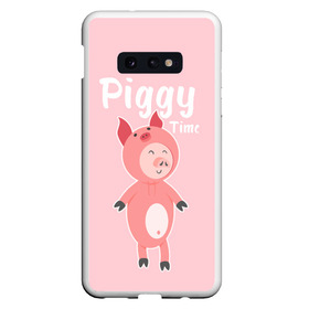 Чехол для Samsung S10E с принтом Piggy Time в Кировске, Силикон | Область печати: задняя сторона чехла, без боковых панелей | 2019 | merry christmas | new year | год свиньи | зима | новый год | поросенок | праздник | рождество | свинка | свинья