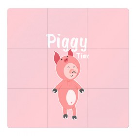 Магнитный плакат 3Х3 с принтом Piggy Time в Кировске, Полимерный материал с магнитным слоем | 9 деталей размером 9*9 см | 2019 | merry christmas | new year | год свиньи | зима | новый год | поросенок | праздник | рождество | свинка | свинья