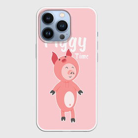 Чехол для iPhone 13 Pro с принтом Piggy Time в Кировске,  |  | Тематика изображения на принте: 2019 | merry christmas | new year | год свиньи | зима | новый год | поросенок | праздник | рождество | свинка | свинья