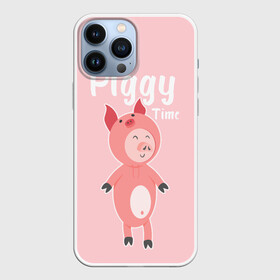 Чехол для iPhone 13 Pro Max с принтом Piggy Time в Кировске,  |  | Тематика изображения на принте: 2019 | merry christmas | new year | год свиньи | зима | новый год | поросенок | праздник | рождество | свинка | свинья