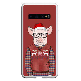 Чехол для Samsung Galaxy S10 с принтом New Year Pig в Кировске, Силикон | Область печати: задняя сторона чехла, без боковых панелей | 2019 | merry christmas | new year | год свиньи | зима | новый год | поросенок | праздник | рождество | свинка | свинья