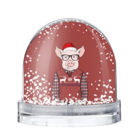 Водяной шар с принтом New Year Pig в Кировске, Пластик | Изображение внутри шара печатается на глянцевой фотобумаге с двух сторон | 2019 | merry christmas | new year | год свиньи | зима | новый год | поросенок | праздник | рождество | свинка | свинья