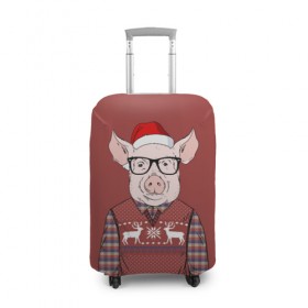 Чехол для чемодана 3D с принтом New Year Pig в Кировске, 86% полиэфир, 14% спандекс | двустороннее нанесение принта, прорези для ручек и колес | 2019 | merry christmas | new year | год свиньи | зима | новый год | поросенок | праздник | рождество | свинка | свинья