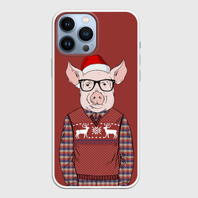 Чехол для iPhone 13 Pro Max с принтом New Year Pig в Кировске,  |  | Тематика изображения на принте: 2019 | merry christmas | new year | год свиньи | зима | новый год | поросенок | праздник | рождество | свинка | свинья