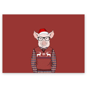 Поздравительная открытка с принтом New Year Pig в Кировске, 100% бумага | плотность бумаги 280 г/м2, матовая, на обратной стороне линовка и место для марки
 | 2019 | merry christmas | new year | год свиньи | зима | новый год | поросенок | праздник | рождество | свинка | свинья