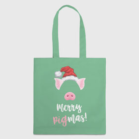 Сумка 3D повседневная с принтом Merry Pigmas в Кировске, 100% полиэстер | Плотность: 200 г/м2; Размер: 34×35 см; Высота лямок: 30 см | 2019 | merry christmas | new year | год свиньи | зима | новый год | поросенок | праздник | рождество | свинка | свинья