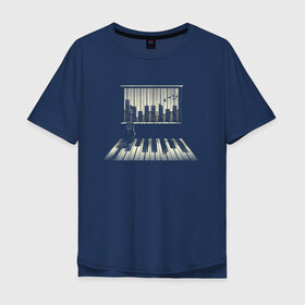 Мужская футболка хлопок Oversize с принтом Город музыки в Кировске, 100% хлопок | свободный крой, круглый ворот, “спинка” длиннее передней части | urban | гитара | город | город музыки | звуки | клавиши | минимализм | музыка | пианино | птицы | рояль