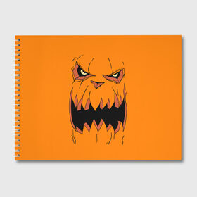 Альбом для рисования с принтом Halloween в Кировске, 100% бумага
 | матовая бумага, плотность 200 мг. | halloween | orange | pumpkin | scary | оранжевая | страшная | тыква | ужас | хэллоуин