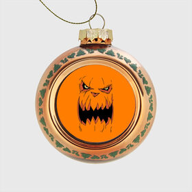 Стеклянный ёлочный шар с принтом Halloween в Кировске, Стекло | Диаметр: 80 мм | halloween | orange | pumpkin | scary | оранжевая | страшная | тыква | ужас | хэллоуин