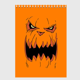 Скетчбук с принтом Halloween в Кировске, 100% бумага
 | 48 листов, плотность листов — 100 г/м2, плотность картонной обложки — 250 г/м2. Листы скреплены сверху удобной пружинной спиралью | halloween | orange | pumpkin | scary | оранжевая | страшная | тыква | ужас | хэллоуин
