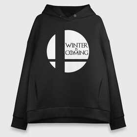 Женское худи Oversize хлопок с принтом Зима близко Winter is Coming в Кировске, френч-терри — 70% хлопок, 30% полиэстер. Мягкий теплый начес внутри —100% хлопок | боковые карманы, эластичные манжеты и нижняя кромка, капюшон на магнитной кнопке | winter | winter is coming | зима | зима близко