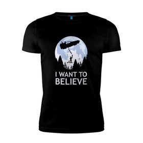 Мужская футболка премиум с принтом I Want To Believe в Кировске, 92% хлопок, 8% лайкра | приталенный силуэт, круглый вырез ворота, длина до линии бедра, короткий рукав | док | макфлай | марти | машина времени | я хочу верить