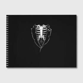 Альбом для рисования с принтом Скелет в Кировске, 100% бумага
 | матовая бумага, плотность 200 мг. | deadman | death | halloween | ribs | skeleton | мертвец | ребра | скелет | хеллоуин | хэллоуин