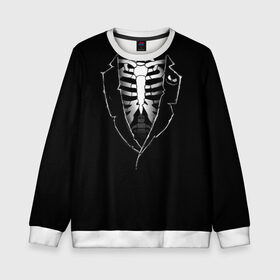 Детский свитшот 3D с принтом Скелет в Кировске, 100% полиэстер | свободная посадка, прямой крой, мягкая тканевая резинка на рукавах и понизу свитшота | deadman | death | halloween | ribs | skeleton | мертвец | ребра | скелет | хеллоуин | хэллоуин