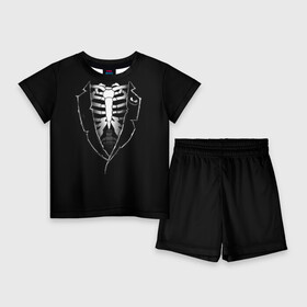 Детский костюм с шортами 3D с принтом Скелет в Кировске,  |  | deadman | death | halloween | ribs | skeleton | мертвец | ребра | скелет | хеллоуин | хэллоуин